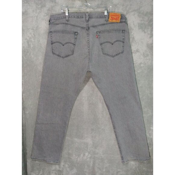 Levis Jeans Mens 40x30 Faded Black Denim 501xx Button Fly Straight Leg Grunge - Picture 2 of 9